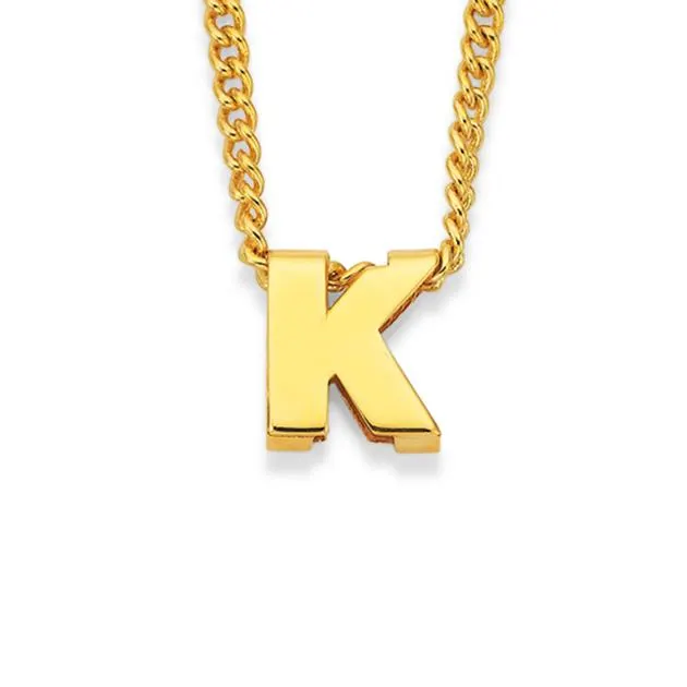 9ct, Small Block Initial K Slider
