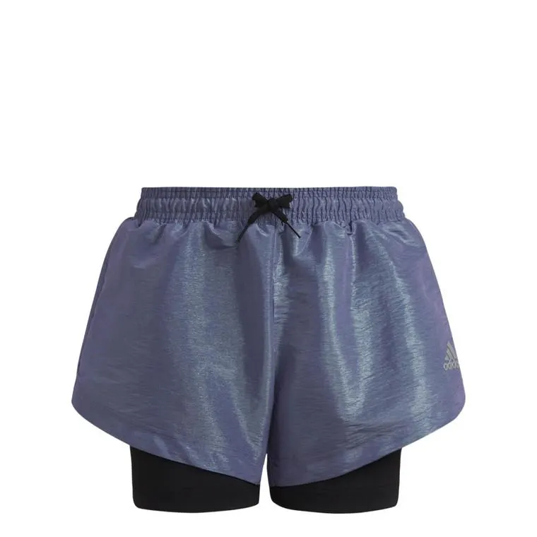 Adidas Girls Dance Woven 2 in 1 Shorts Violet Fusion/Easy Green/Black