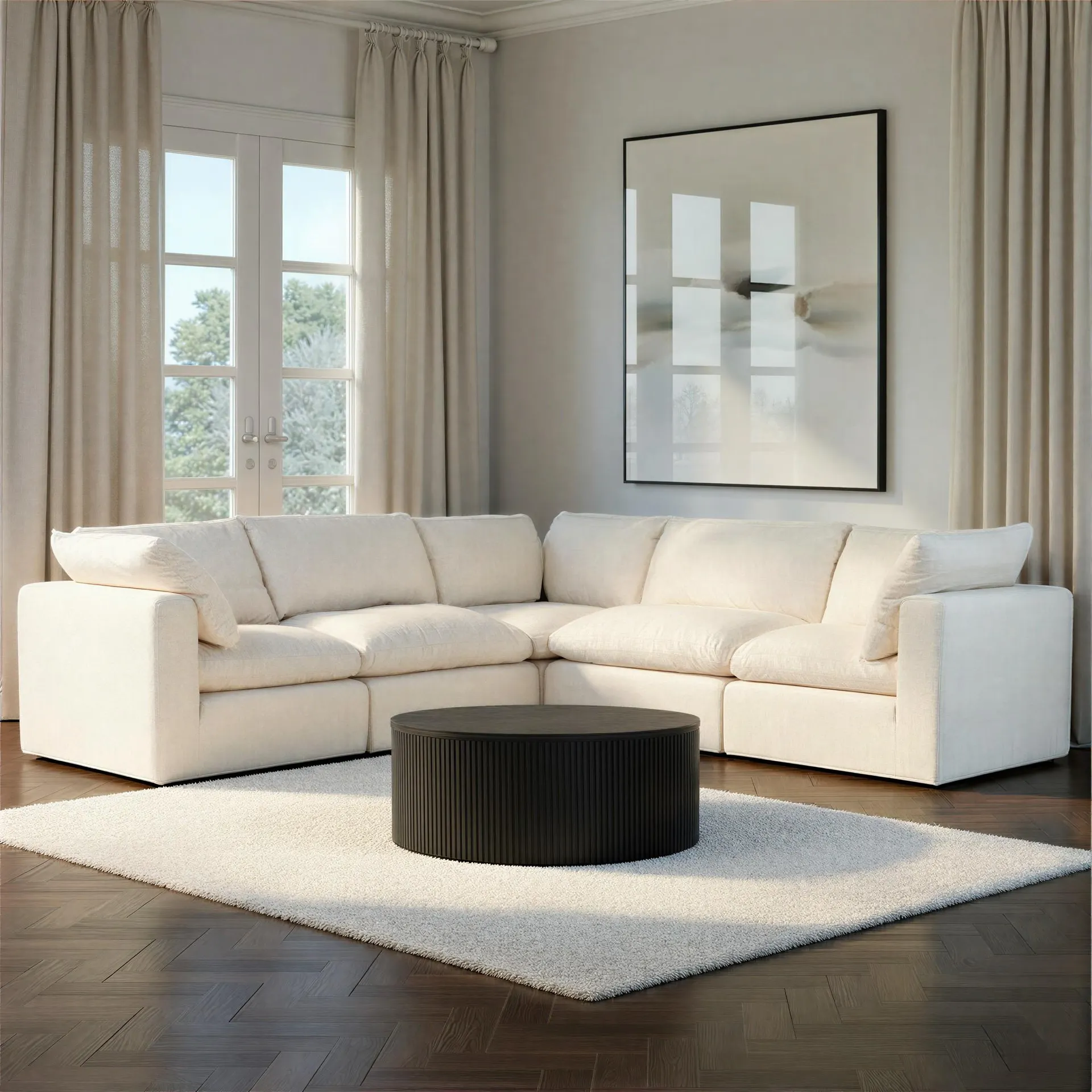 Mallory 5 Seater Corner Modular Sofa, Cream
