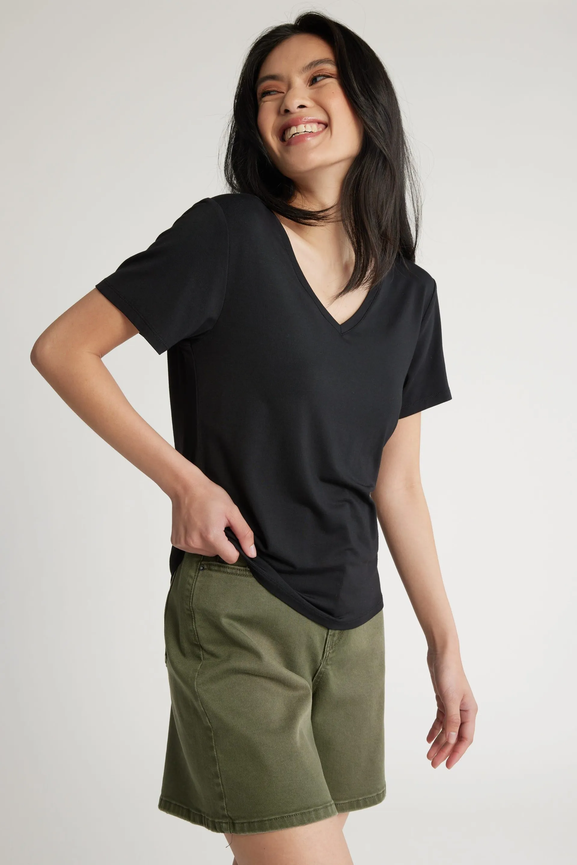 Riley Short Sleeve V Neck Tee