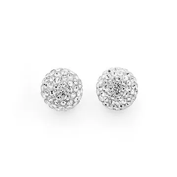 Sterling Silver Crystal Stud Earrings