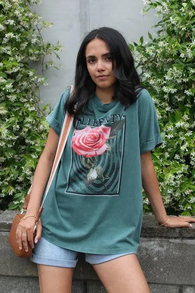 Rebel Club Liberty Rose Capsleeve Tee...