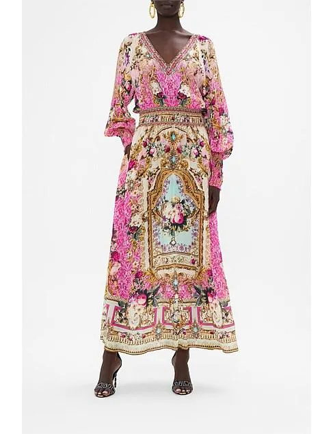 DRESS W/ SHIRRED WAIST AND CUFF