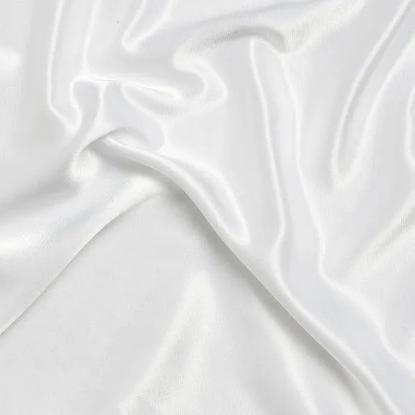 Luxe Stretch Satin Fabric, White- Width 147cm