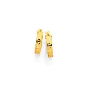 9ct, 10mm Greek Key Hoops
