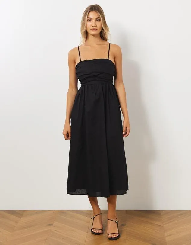 Portia Linen Blend Strappy Midi Dress