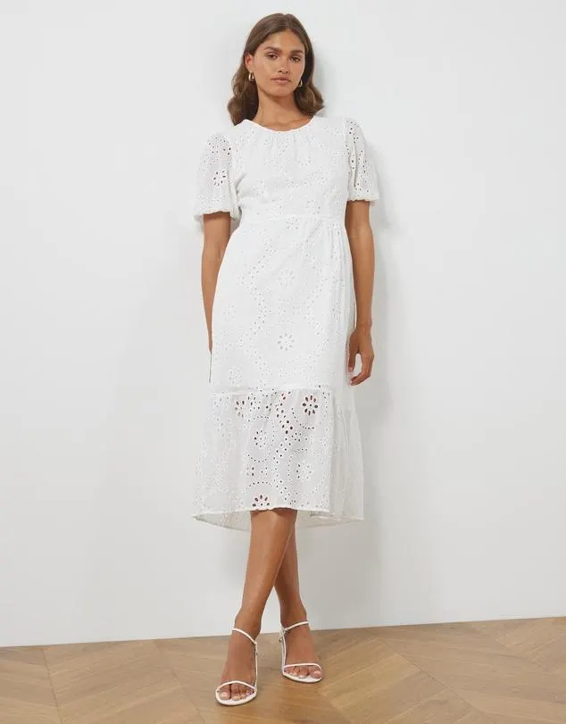 Jada Broderie Midi Dress