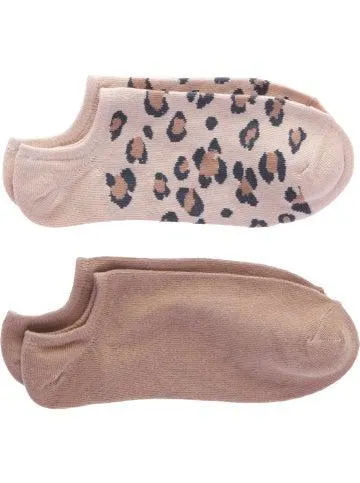 Women's 2 Pack No Show Socks in Almond Animal