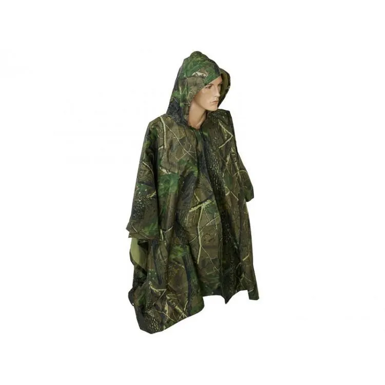 Camouflage Rain Coat Camping Outdoor Poncho with Carry Pouch