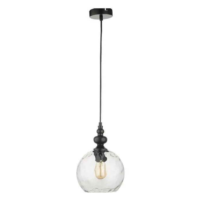 BREDA BLACK/CLEAR GLASS 25CM PENDANT