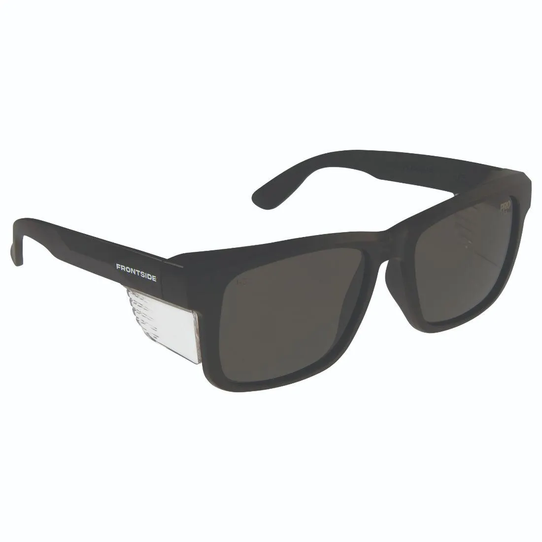 Front Side Safety Glasses Smoke Lens Black Frame