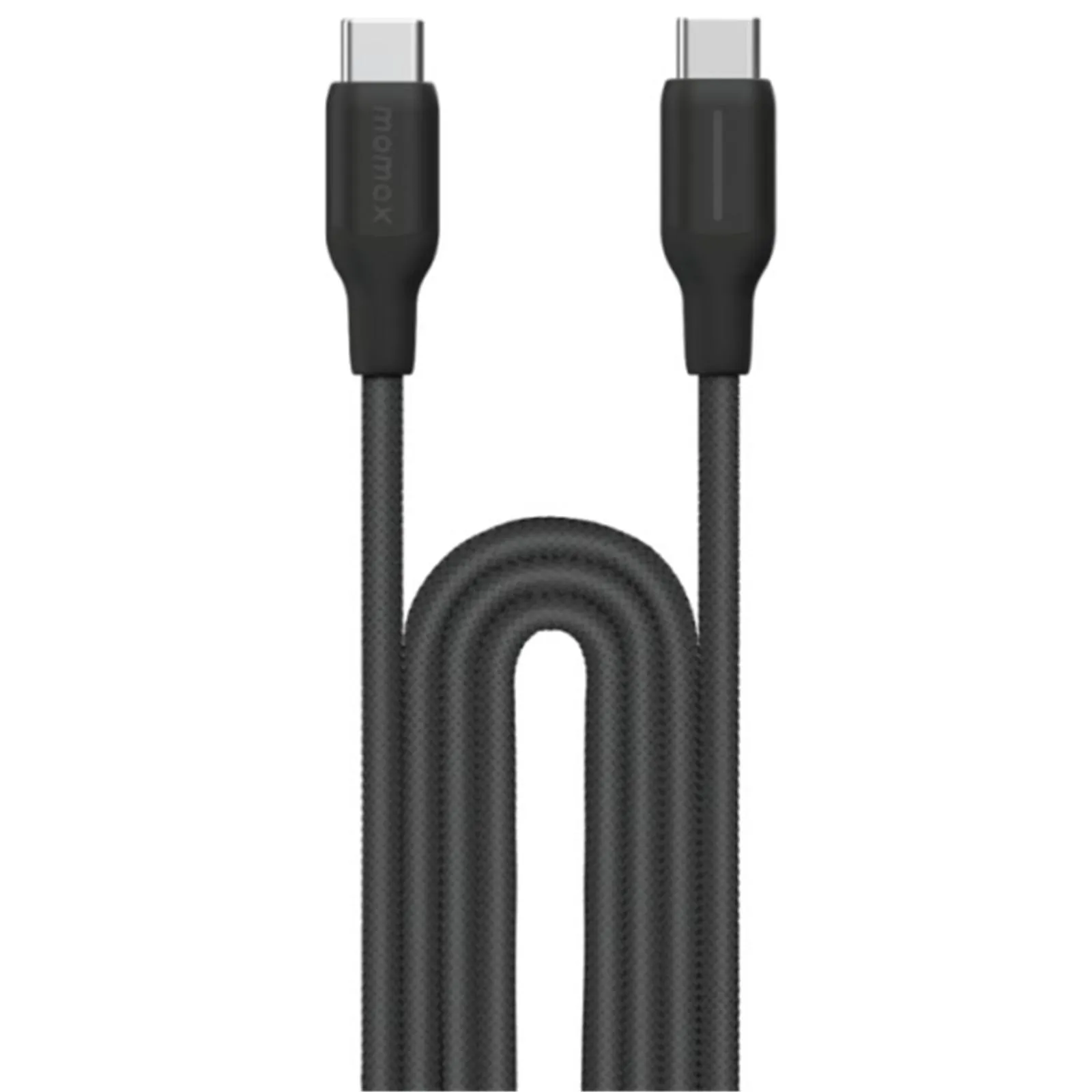 Momax 1-Link Flow 100W 2M USB-C To USB-C PD Fast Charging Cable Black Durable Premium Braided Nylon, Support Apple iPhone, iPad Pro. iPad Air, Samsung, Oppo, Oneplus, Nothing phone Fast Charging, Translucent design