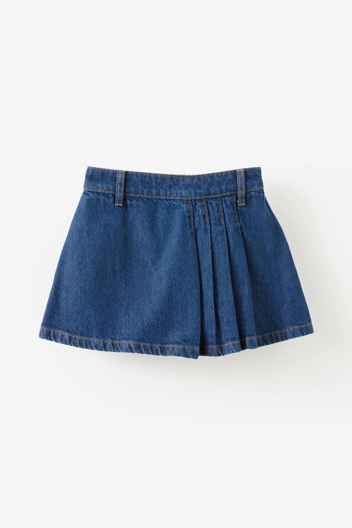 Pleat Front Denim Skort