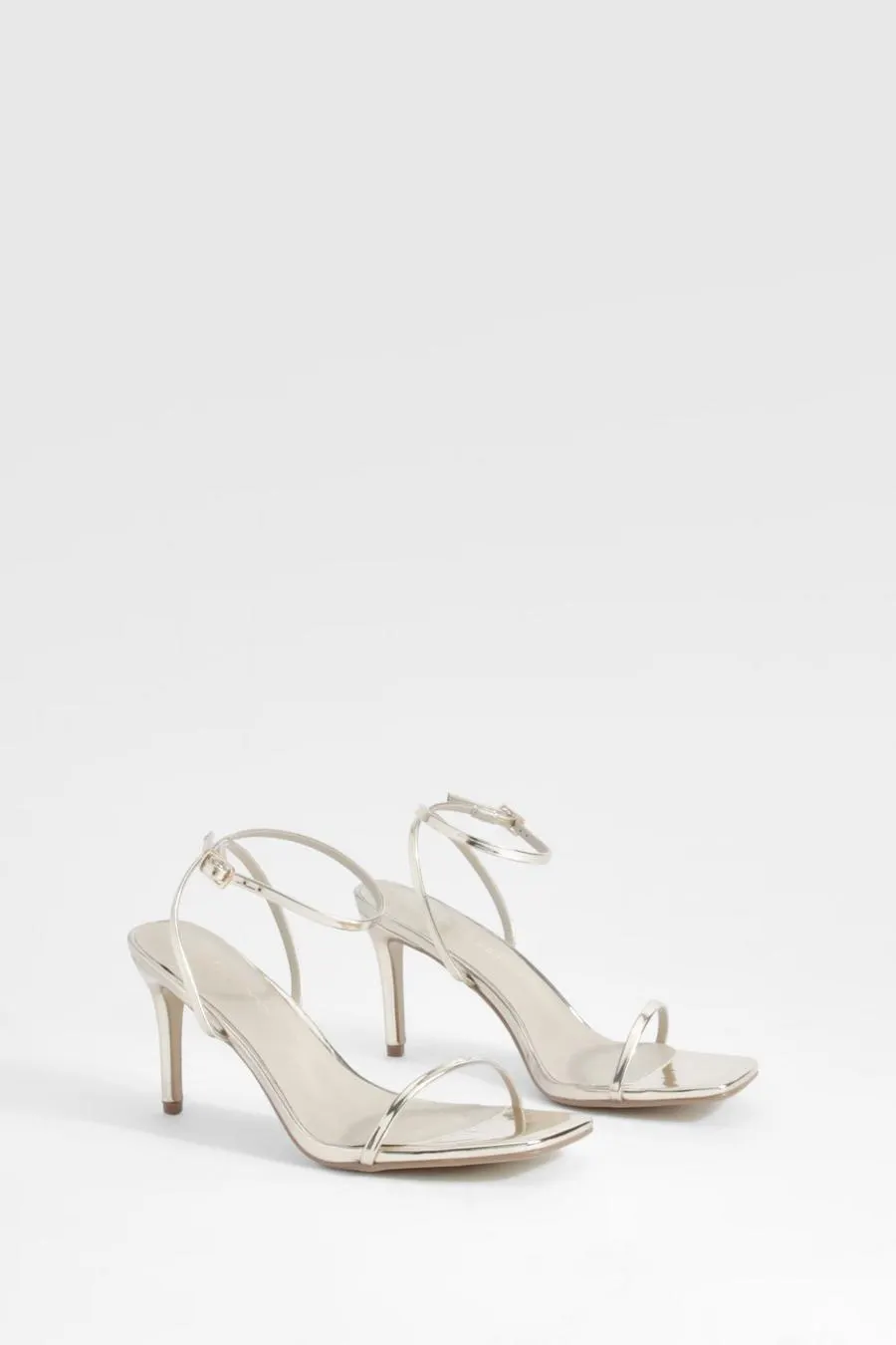 Metallic Barely There Low Stiletto Heel
