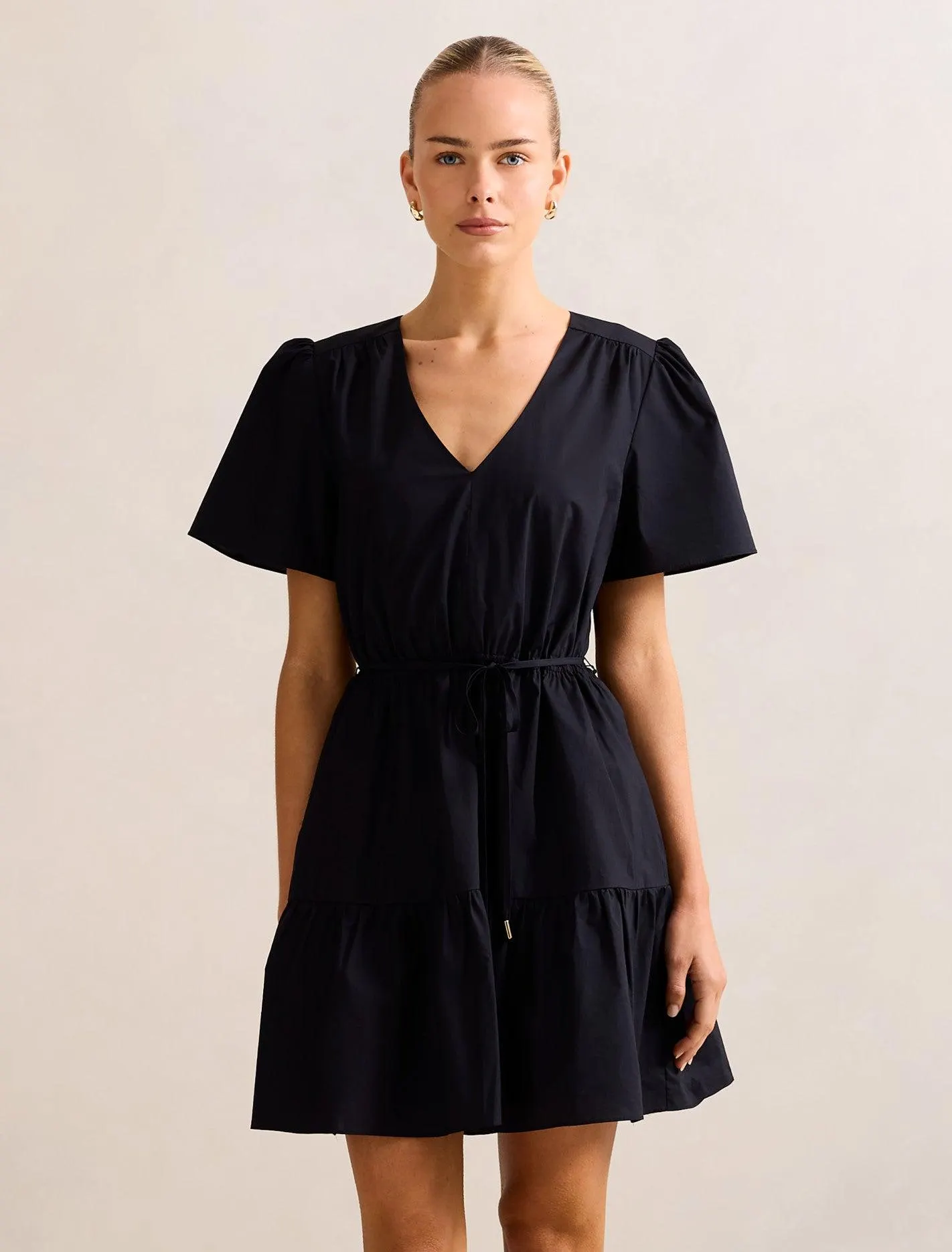 Hattie Short-Sleeve Cotton Mini Dress