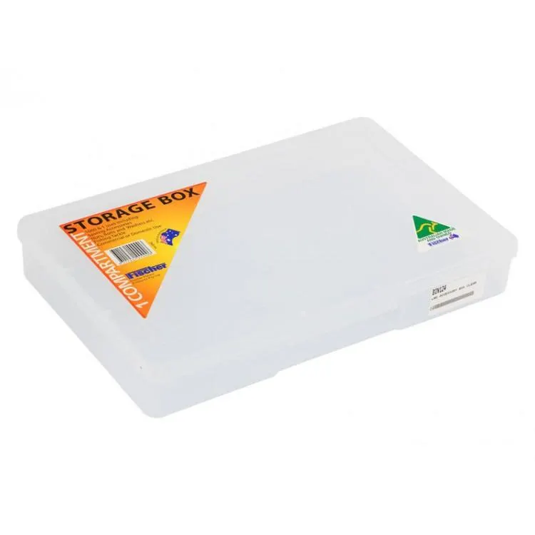 Plastic Storage Box with Hinged Lid 31cm x 20cm x 4.5cm