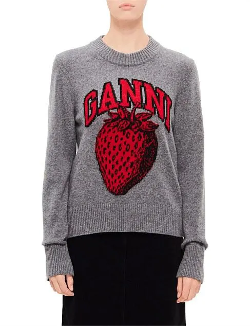 Graphic Crewneck Strawberry Sweater