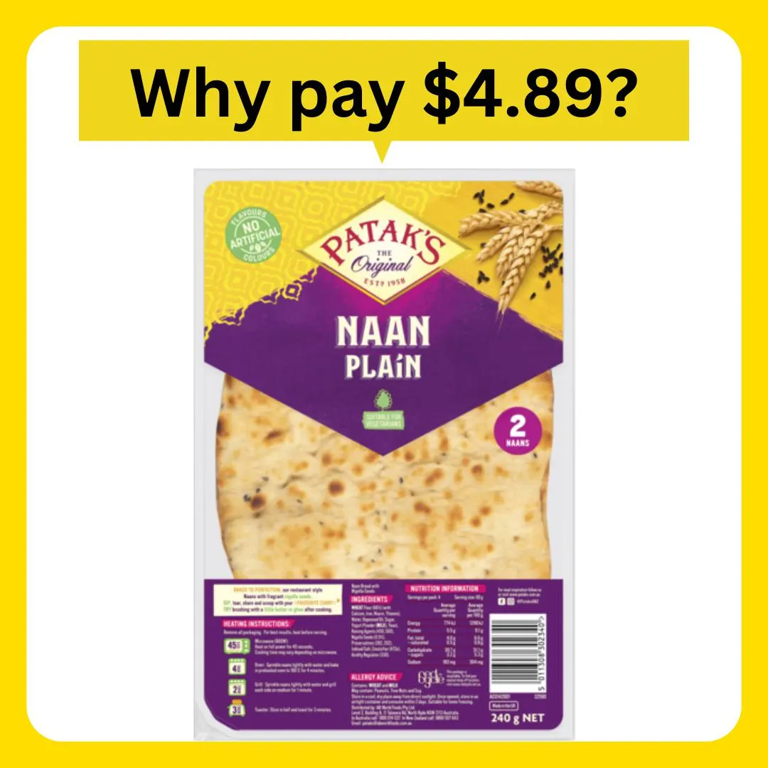 Patak's Naan Bread Plain 2pk 240g