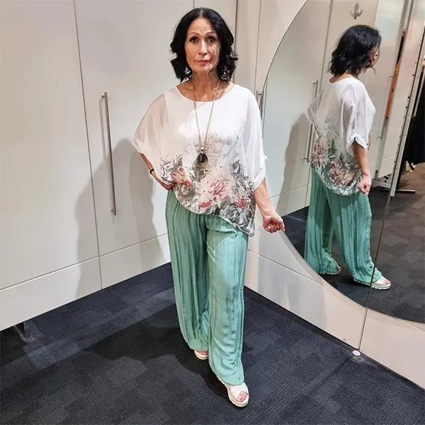 Silk Pants Sea Green