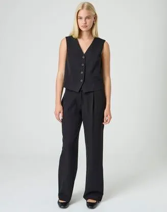 Low Rise Wide Leg Tailored Pant