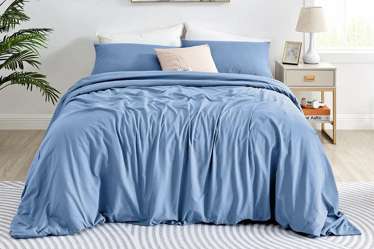 Ovela Ultra Soft Washed Quilt Cover Set (Infinity Blue, Single)