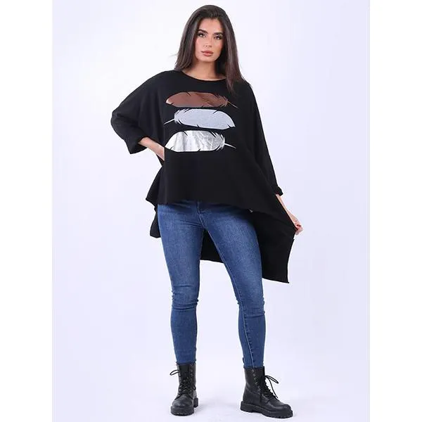 Italian 3 feather Sweatshirt Black