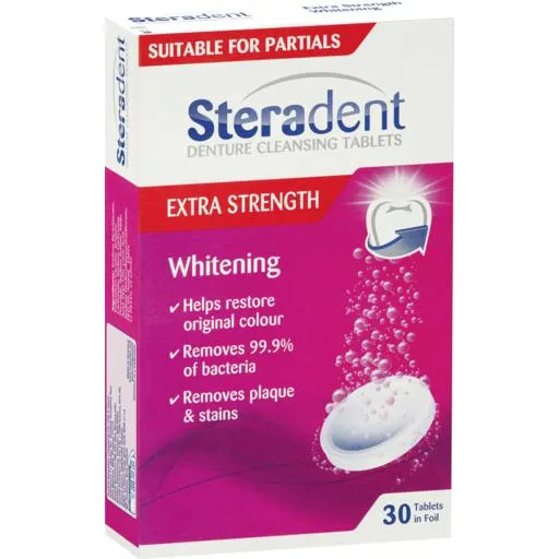 Steradent Denture Cleansing Tablets Extra Strength 30 Pack