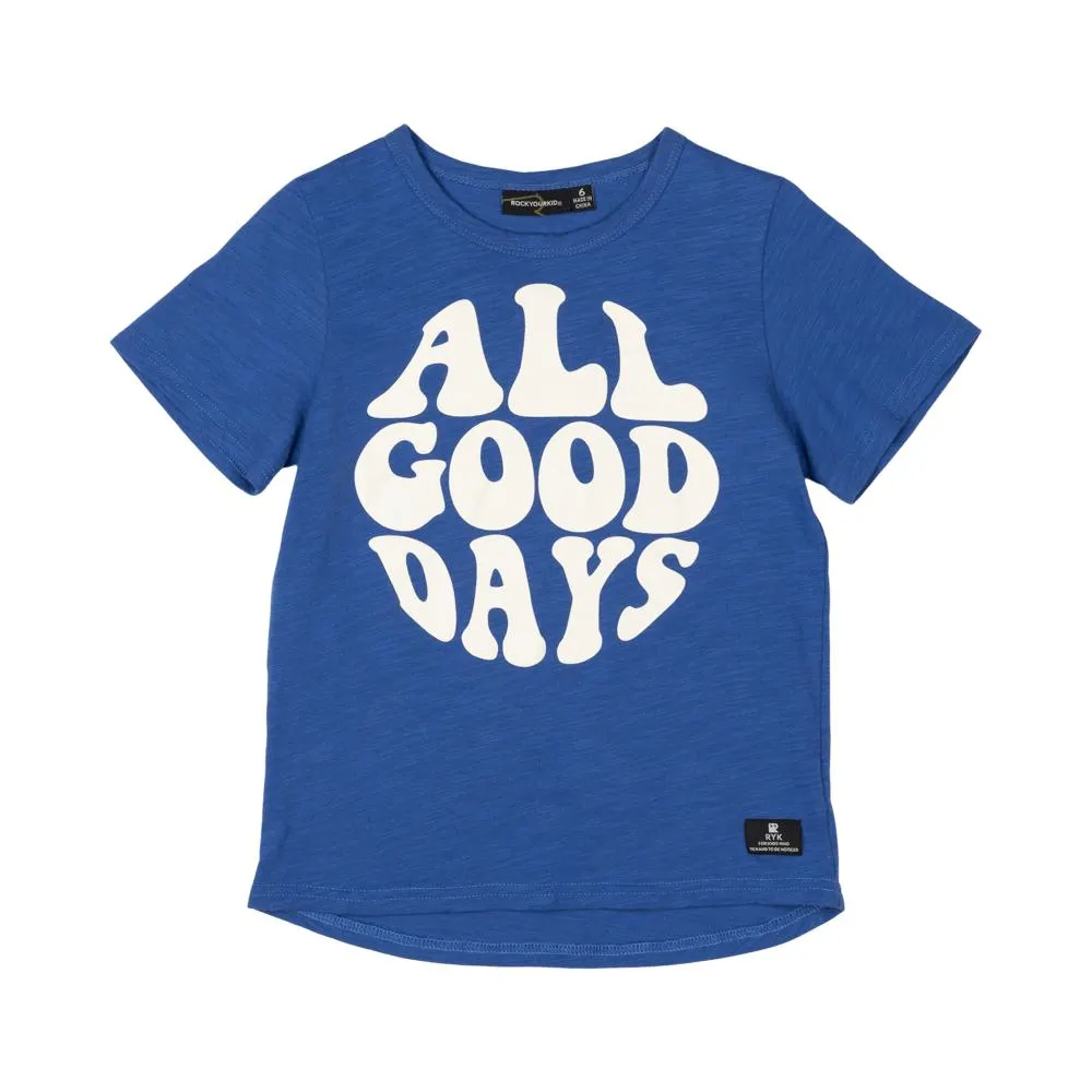 ROCK YOUR KID All Good Days T-Shirt - Blue PRE ORDER