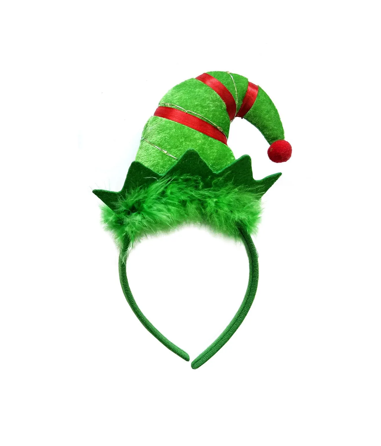 Green Christmas Headband With LED Lights
