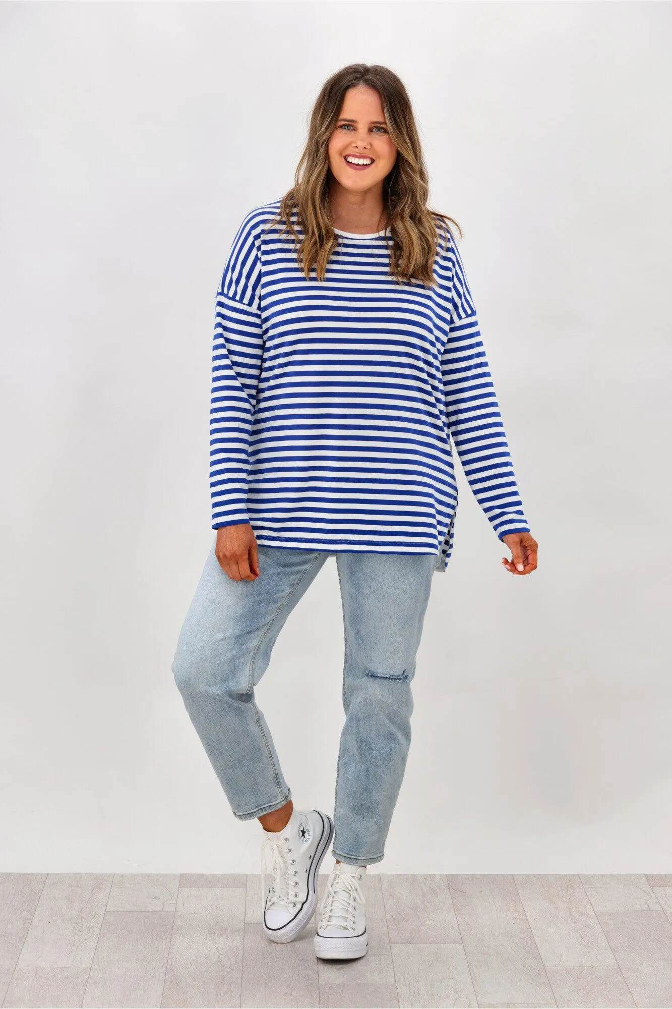 Elm Lauren L/S Tee Cobalt Stripe
