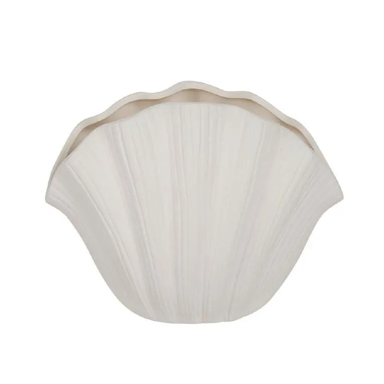Living & Co Contemporary Ceramic Scallop Vase 28 x 20cm