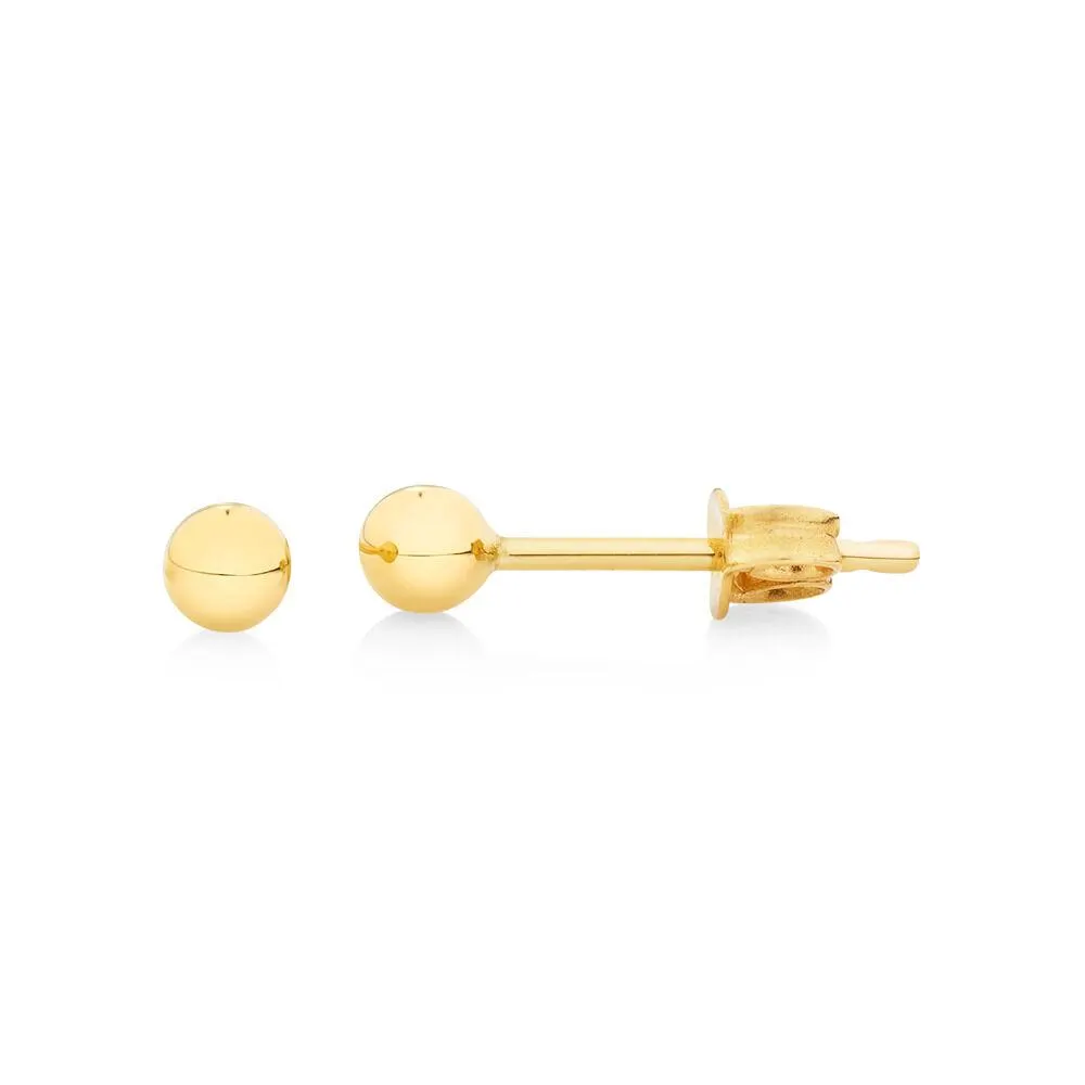 3mm Ball Stud Earrings in 10kt Yellow Gold