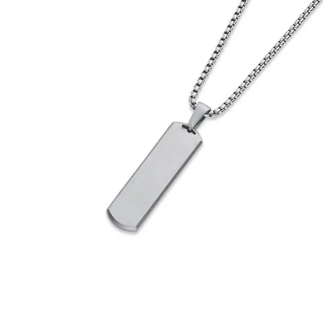 Chisel Stainless Steel Bar Pendant with Chain