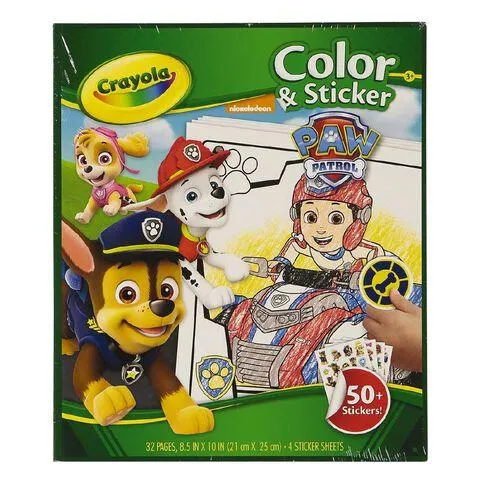 Crayola Paw Patrol Colour & Sticker Book 32 Pages