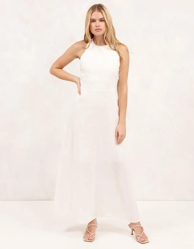 Linen Cross Back Maxi Dress