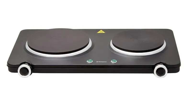 Westinghouse 2250W Dual Electric Hot Plate Portable Cooktop - Matte Black (WHEHP02K)