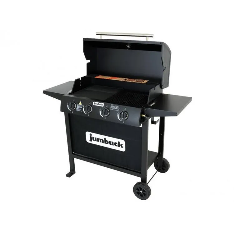 4 Burner Gas BBQ Grill - Hooded Barbeque - Hot Plate & Grill