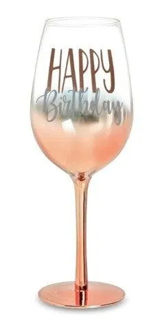 HAPPY BIRTHDAY ROSE GOLD WINE GLASS
