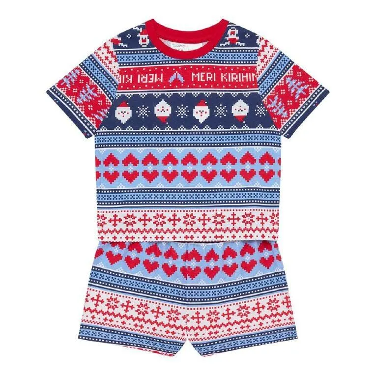 H&H Boys' Family Christmas Tee and Shorts Pyjama Set