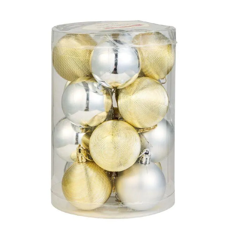 Wonderland Christmas Baubles 5cm Gold & Silver 16 Pack