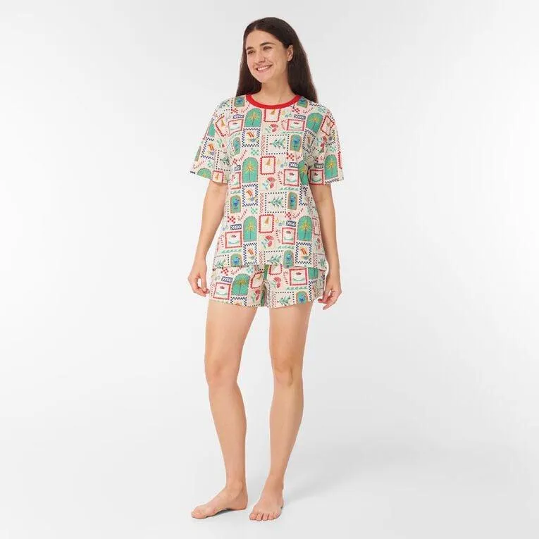 H&H Women's Family Christmas Tee & Shorts Pyjama Set