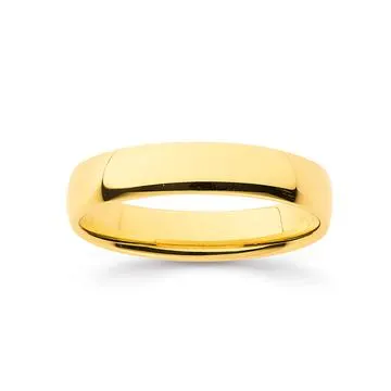 9ct, Soft Dome Comfort Curve Band 4mm Wide