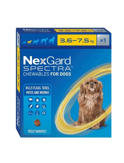 Nexgard Spectra Flea Tick & Worm Chewable 3.6kg-7.5kg - 1 Pack