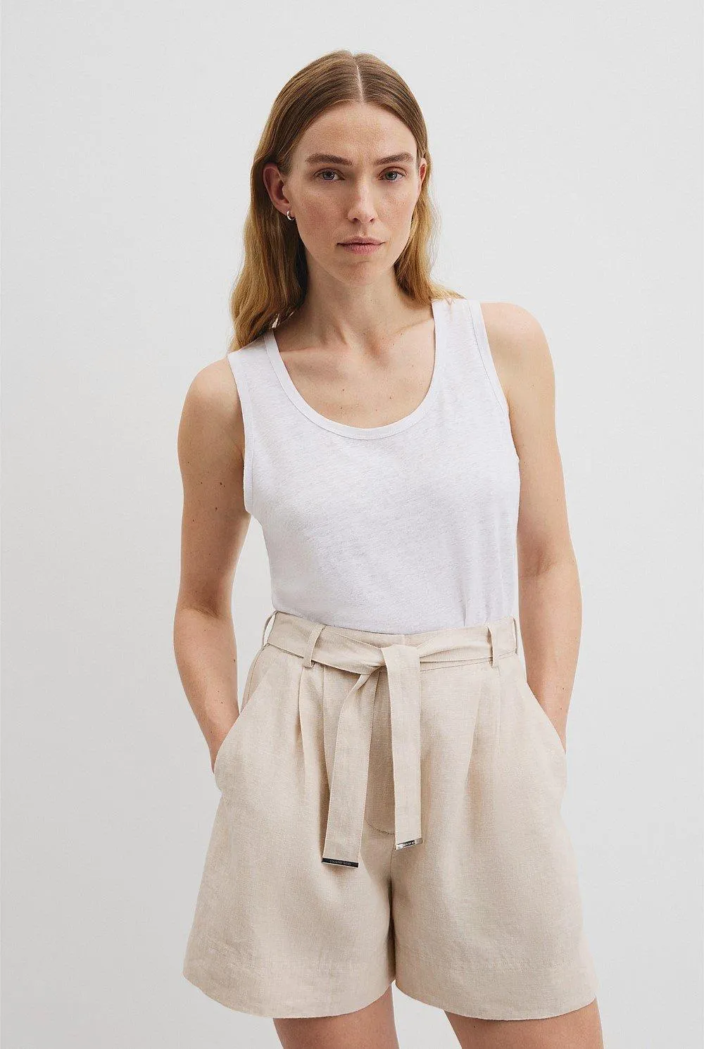Linen Scoop Neck Tank