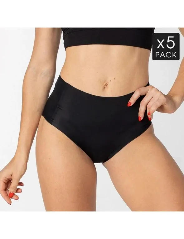 Frank and Beans 5 Invisible Seamless Full Briefs Regal Skin Series Black Womens Underwear