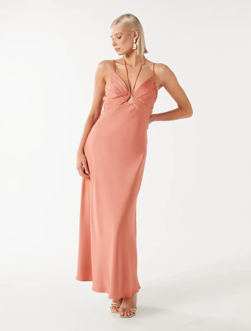 Cassia Satin Cut-Out Dress