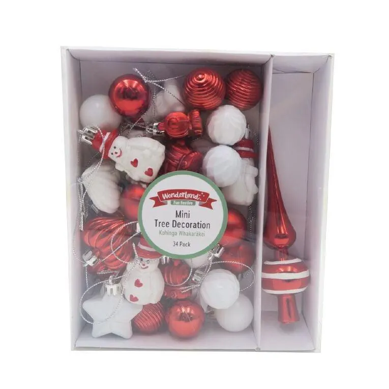 Wonderland Mini Bauble Star Tree Topper Assorted 34 Pack