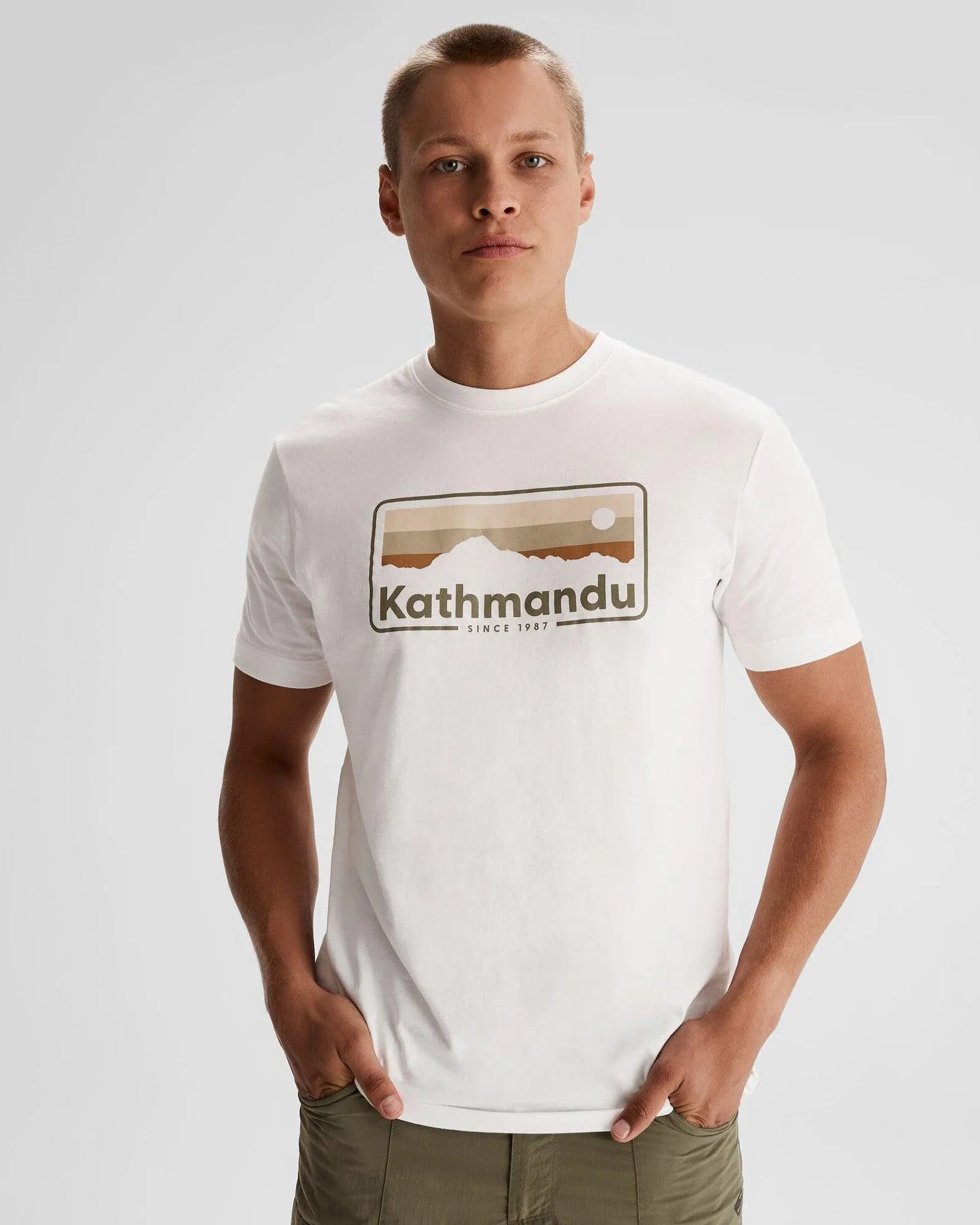 Men's Kathmandu Logo 70's Organic Cotton T-shirt - White