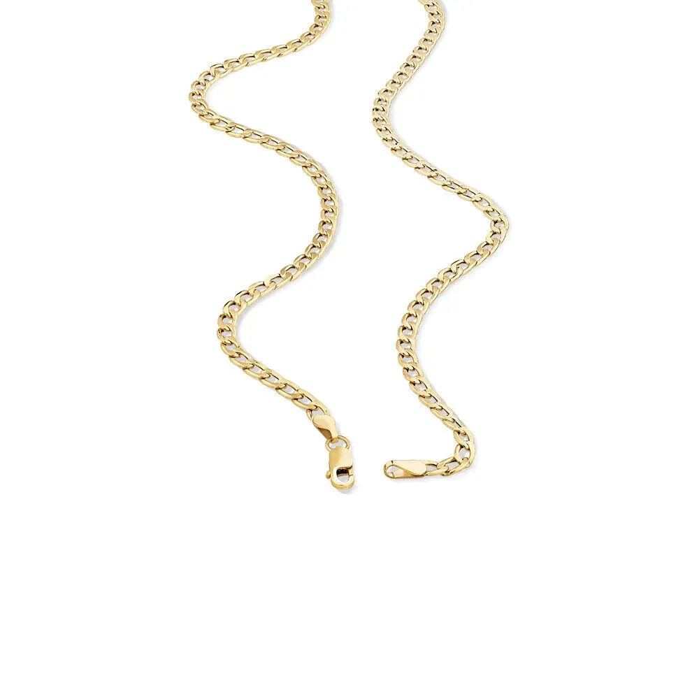 50cm (20") Hollow Curb Chain in 10kt Yellow Gold