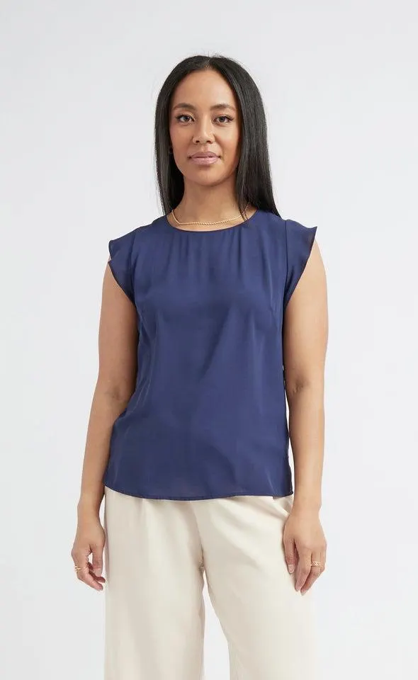 Jersey Back Frill Sleeve Top